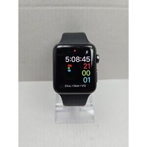 Apple Watch Series 3 42mm GPS Space Gray Aluminum Black Sport Band A1859 MTF32LL